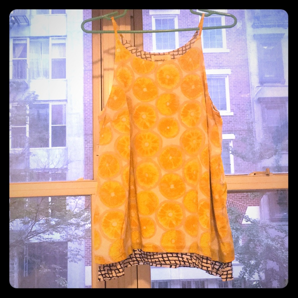 Anthropologie vest top with lemon prints